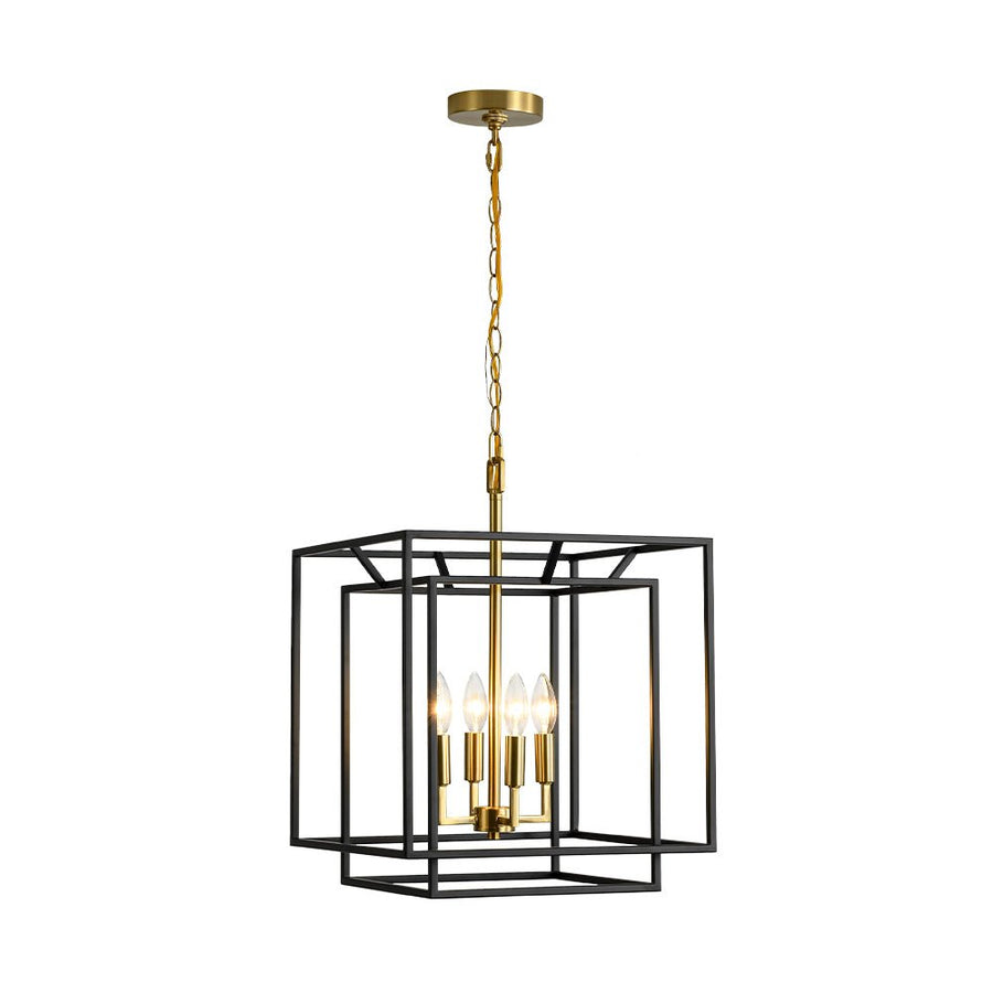 LightFixturesUSA - 4 - Light Candle Style Tiered Square Lantern Pendant - Chandelier - 4 - Lt - 