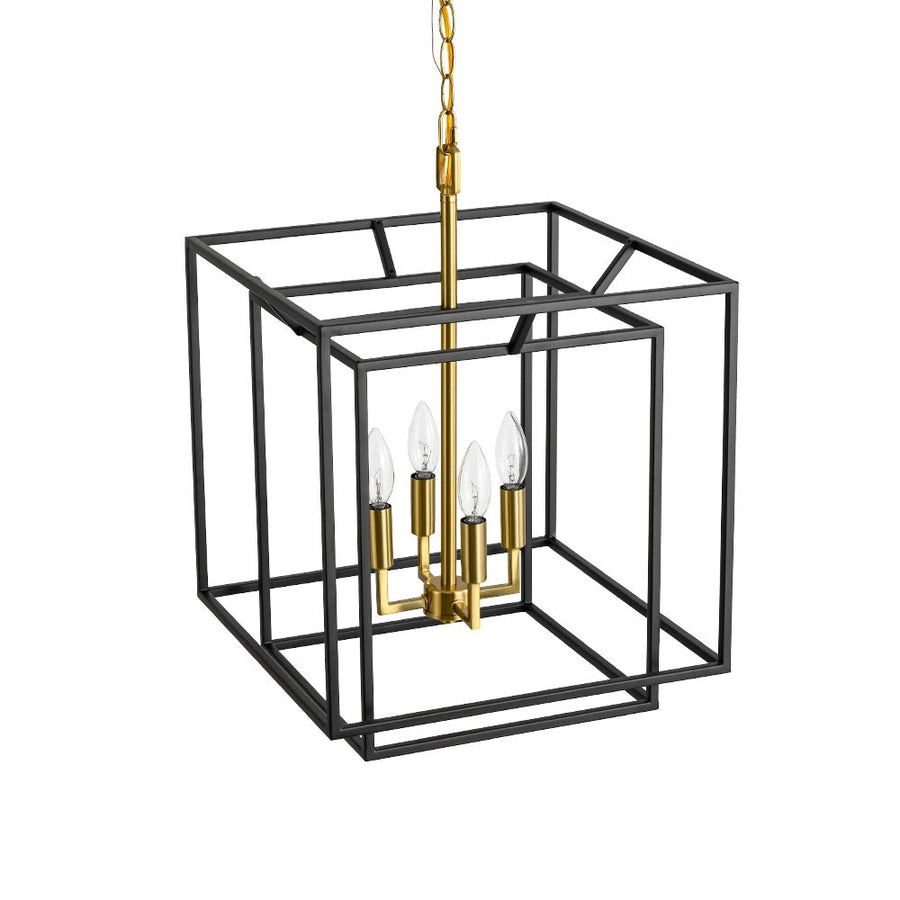 LightFixturesUSA - 4 - Light Candle Style Tiered Square Lantern Pendant - Chandelier - 4 - Lt - 