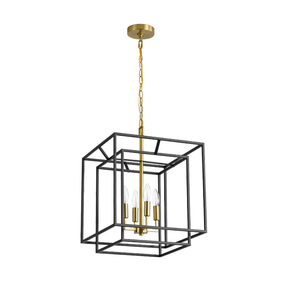 LightFixturesUSA - 4 - Light Candle Style Tiered Square Lantern Pendant - Chandelier - 4 - Lt - 