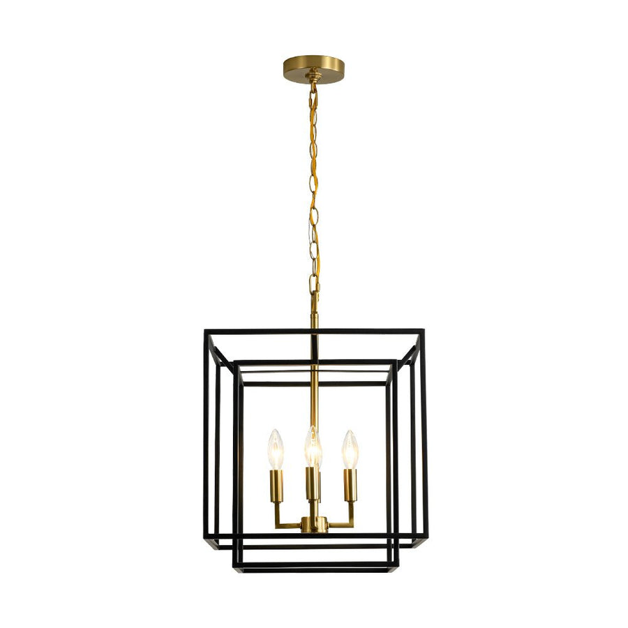 LightFixturesUSA - 4 - Light Candle Style Tiered Square Lantern Pendant - Chandelier - 4 - Lt - 