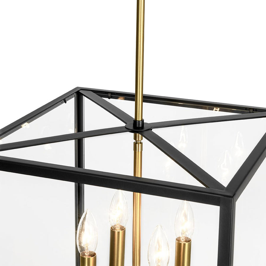 LightFixturesUSA - 4 - Light Candle Style Wide Glass Square Lantern Pendant - Chandelier - 15 in - 