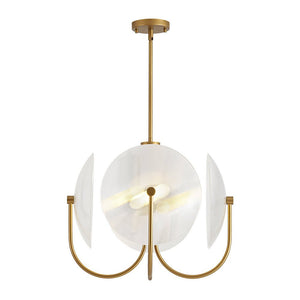 LightFixturesUSA - 4 - Light Celestial Shine Opal Glass Cover Round Chandelier - Chandelier - Ribbed Glass - 