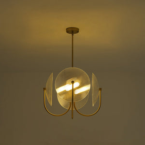 LightFixturesUSA - 4 - Light Celestial Shine Opal Glass Cover Round Chandelier - Chandelier - Ribbed Glass - 