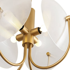 LightFixturesUSA - 4 - Light Celestial Shine Opal Glass Cover Round Chandelier - Chandelier - Ribbed Glass - 