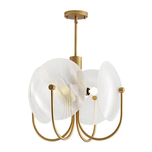 LightFixturesUSA - 4 - Light Celestial Shine Opal Glass Cover Round Chandelier - Chandelier - Ribbed Glass - 