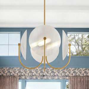 LightFixturesUSA - 4 - Light Celestial Shine Opal Glass Cover Round Chandelier - Chandelier - Ribbed Glass - 