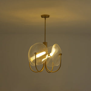 LightFixturesUSA - 4 - Light Celestial Shine Opal Glass Cover Round Chandelier - Chandelier - Ribbed Glass - 