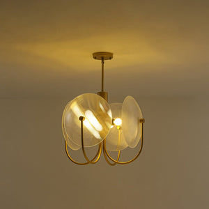 LightFixturesUSA - 4 - Light Celestial Shine Opal Glass Cover Round Chandelier - Chandelier - Ribbed Glass - 