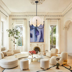 LightFixturesUSA - 4 - Light Celestial Shine Opal Glass Cover Round Chandelier - Chandelier - White Glass - 