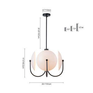 LightFixturesUSA - 4 - Light Celestial Shine Opal Glass Cover Round Chandelier - Chandelier - White Glass - 