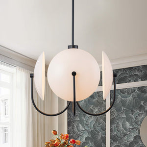 LightFixturesUSA - 4 - Light Celestial Shine Opal Glass Cover Round Chandelier - Chandelier - White Glass - 