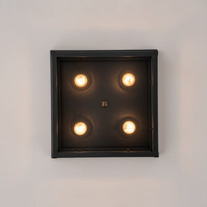 LightFixturesUSA - 4 - Light Clear Glass Black Square Cage Flush Mount Ceiling Light - Ceiling Light - 11 in. - 