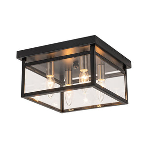LightFixturesUSA - 4 - Light Clear Glass Black Square Cage Flush Mount Ceiling Light - Ceiling Light - 11 in. - 