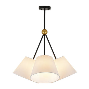 LightFixturesUSA - 4 - Light Cluster White Fabric Cone Shade Chandelier - Chandelier - 25 in - 