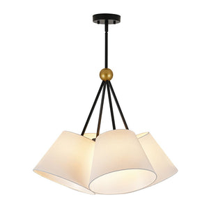 LightFixturesUSA - 4 - Light Cluster White Fabric Cone Shade Chandelier - Chandelier - 25 in - 