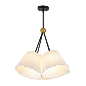LightFixturesUSA - 4 - Light Cluster White Fabric Cone Shade Chandelier - Chandelier - 25 in - 