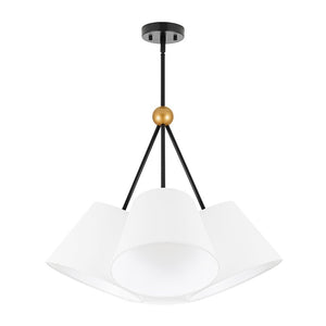 LightFixturesUSA - 4 - Light Cluster White Fabric Cone Shade Chandelier - Chandelier - 25 in - 