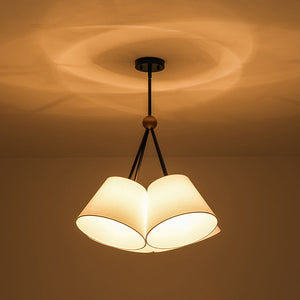 LightFixturesUSA - 4 - Light Cluster White Fabric Cone Shade Chandelier - Chandelier - 25 in - 