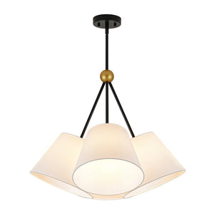 LightFixturesUSA - 4 - Light Cluster White Fabric Cone Shade Chandelier - Chandelier - 25 in - 