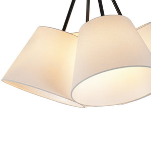 LightFixturesUSA - 4 - Light Cluster White Fabric Cone Shade Chandelier - Chandelier - 25 in - 