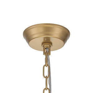 LightFixturesUSA - 4 - Light Crystal Accented Capiz Shell Drum Lantern Pendant - Chandelier - Brass (Pre - Order) - 