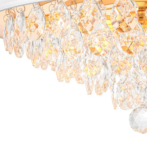 LightFixturesUSA - 4 - Light Crystal Accented White Fabric Drum Cage Chandelier - Chandelier - Brass - 