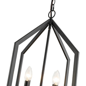 LightFixturesUSA - 4 - light Farmhouse Candle Style Black Lantern Pendant Light - Pendant Light - Black - 