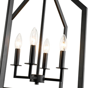 LightFixturesUSA - 4 - light Farmhouse Candle Style Black Lantern Pendant Light - Pendant Light - Black - 