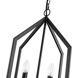 LightFixturesUSA - 4 - light Farmhouse Candle Style Black Lantern Pendant Light - Pendant Light - Black - 