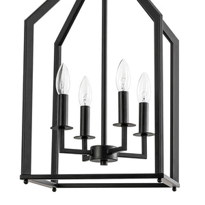 LightFixturesUSA - 4 - light Farmhouse Candle Style Black Lantern Pendant Light - Pendant Light - Black - 