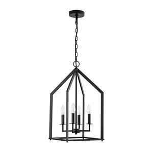 LightFixturesUSA - 4 - light Farmhouse Candle Style Black Lantern Pendant Light - Pendant Light - Black - 