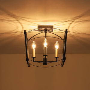 LightFixturesUSA - 4 - light French Antique Candle Style Lantern Semi Flush - Ceiling Light - Black - 