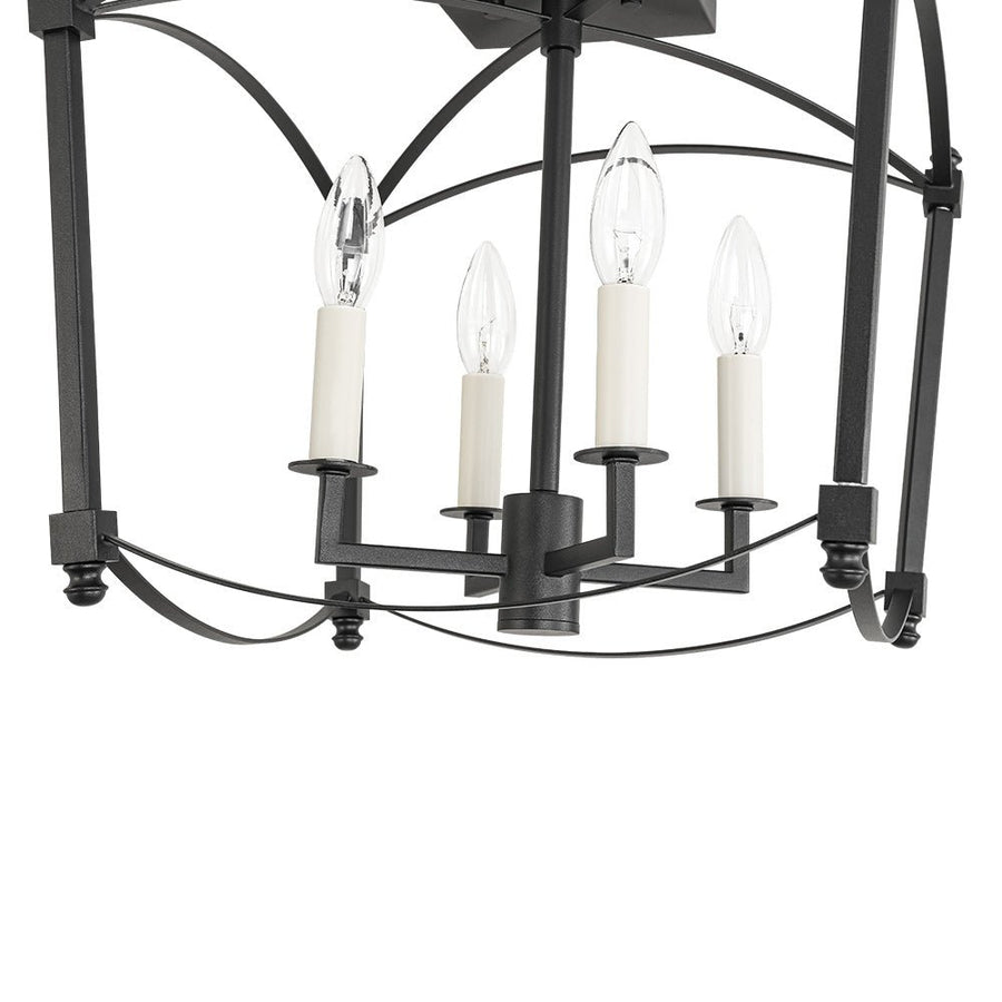 LightFixturesUSA - 4 - light French Antique Candle Style Lantern Semi Flush - Ceiling Light - Black - 