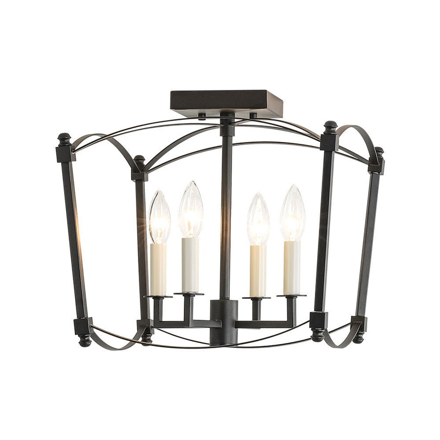 LightFixturesUSA - 4 - light French Antique Candle Style Lantern Semi Flush - Ceiling Light - Black - 