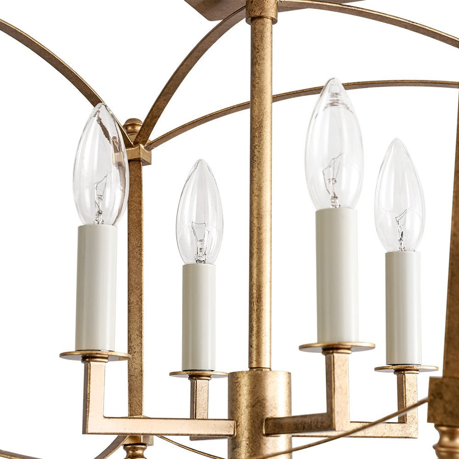 LightFixturesUSA - 4 - light French Antique Candle Style Lantern Semi Flush - Ceiling Light - Gold - 