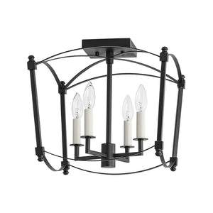 LightFixturesUSA - 4 - light French Antique Candle Style Lantern Semi Flush - Ceiling Light - Gold - 