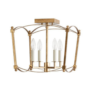 LightFixturesUSA - 4 - light French Antique Candle Style Lantern Semi Flush - Ceiling Light - Gold - 