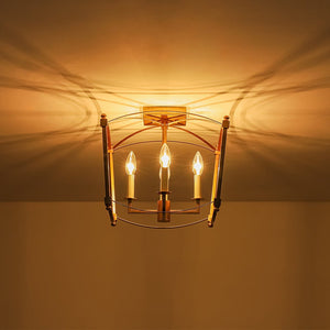 LightFixturesUSA - 4 - light French Antique Candle Style Lantern Semi Flush - Ceiling Light - Gold - 