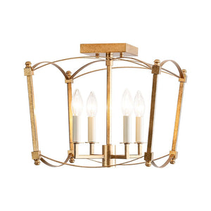 LightFixturesUSA - 4 - light French Antique Candle Style Lantern Semi Flush - Ceiling Light - Gold - 