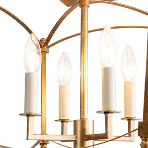 LightFixturesUSA - 4 - light French Antique Candle Style Lantern Semi Flush - Ceiling Light - Gold - 