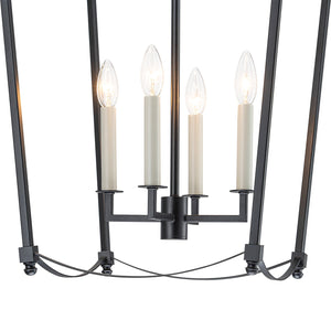 LightFixturesUSA-4-light French Antique Gold Candle Square Lantern Chandelier-Chandelier-Black-