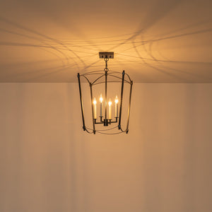 LightFixturesUSA-4-light French Antique Gold Candle Square Lantern Chandelier-Chandelier-Black-