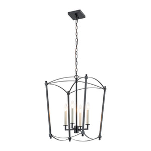 LightFixturesUSA-4-light French Antique Gold Candle Square Lantern Chandelier-Chandelier-Black-