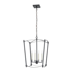 LightFixturesUSA-4-light French Antique Gold Candle Square Lantern Chandelier-Chandelier-Black-