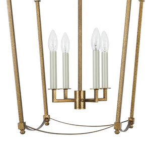LightFixturesUSA - 4 - light French Antique Gold Candle Square Lantern Chandelier - Chandelier - Gold - 
