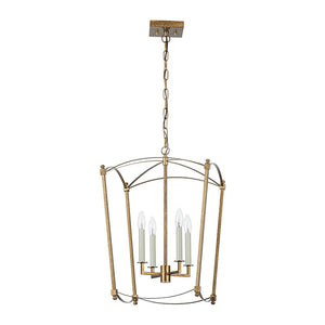 LightFixturesUSA - 4 - light French Antique Gold Candle Square Lantern Chandelier - Chandelier - Gold - 