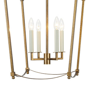 LightFixturesUSA - 4 - light French Antique Gold Candle Square Lantern Chandelier - Chandelier - Gold - 