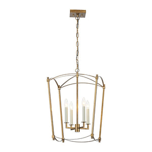 LightFixturesUSA - 4 - light French Antique Gold Candle Square Lantern Chandelier - Chandelier - Gold - 