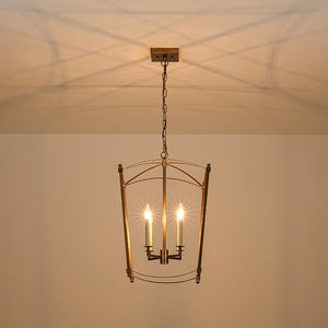 LightFixturesUSA - 4 - light French Antique Gold Candle Square Lantern Chandelier - Chandelier - Gold - 