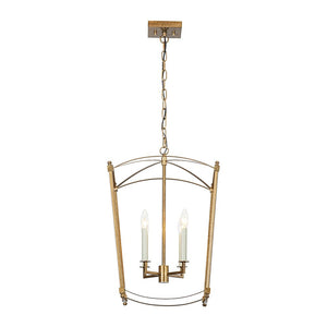 LightFixturesUSA - 4 - light French Antique Gold Candle Square Lantern Chandelier - Chandelier - Gold - 